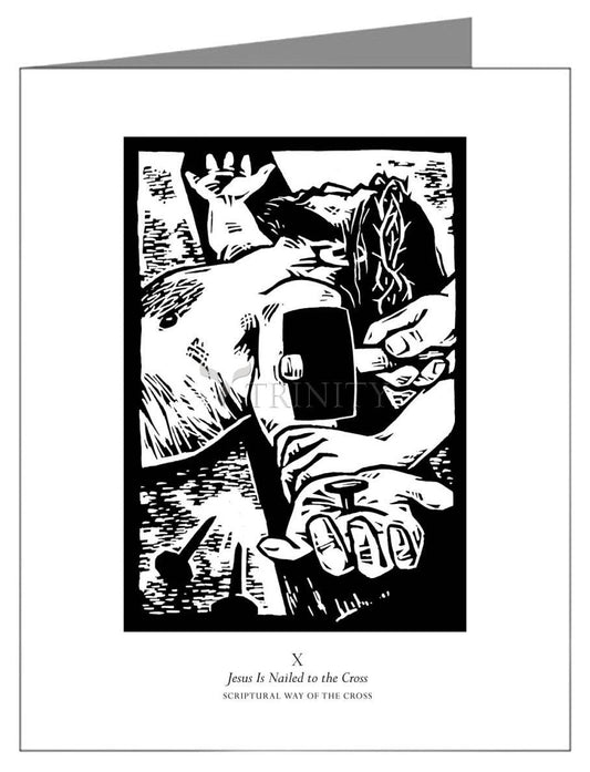 Scriptural Stations of the Cross 10 - Jesus is Nailed to the Cross - Note Card Custom Text