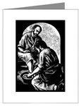 Custom Text Note Card - Jesus Washing Peter's Feet by J. Lonneman