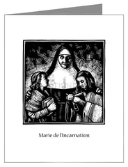 Custom Text Note Card - St. Marie of the Incarnation by J. Lonneman