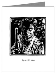 Custom Text Note Card - St. Rose of Lima by J. Lonneman