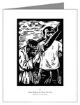 Custom Text Note Card - Traditional Stations of the Cross 05 - Simon Helps Carry the Cross by J. Lonneman