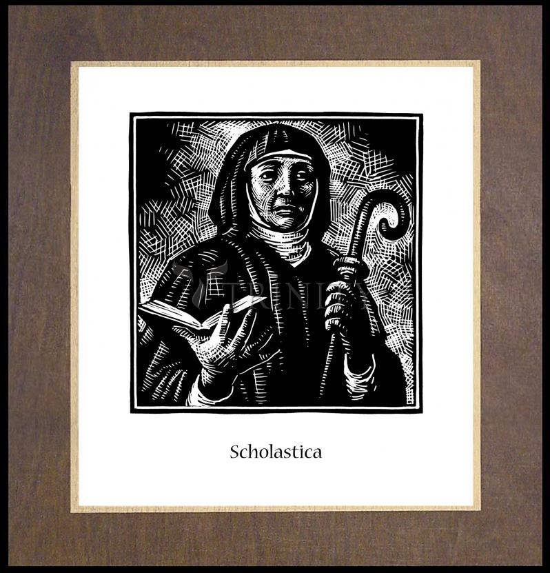 St. Scholastica - Wood Plaque Premium