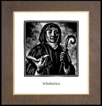 Wood Plaque Premium - St. Scholastica by J. Lonneman