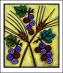 Wood Plaque - Wheat and Grapes by J. Lonneman