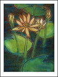 Wood Plaque - Waterlilies by J. Lonneman
