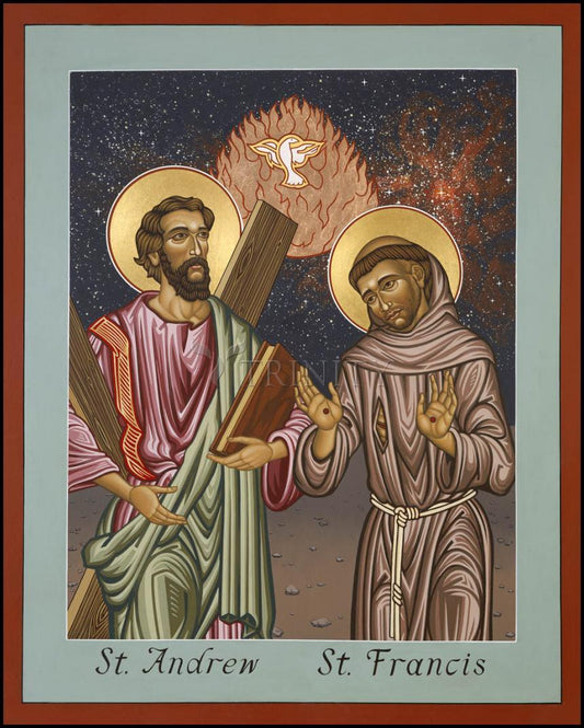 Sts. Andrew and Francis of Assisi - Wood Plaque