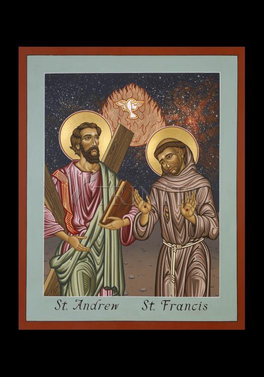 Sts. Andrew and Francis of Assisi - Holy Card by Lewis Williams, OFS - Trinity Stores