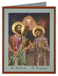 Custom Text Note Card - Sts. Andrew and Francis of Assisi by L. Williams