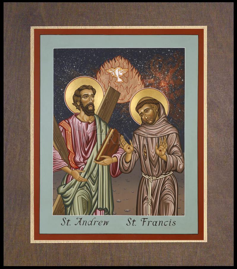 Sts. Andrew and Francis of Assisi - Wood Plaque Premium