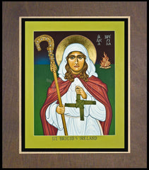 Wood Plaque Premium - St. Brigid of Ireland by L. Williams