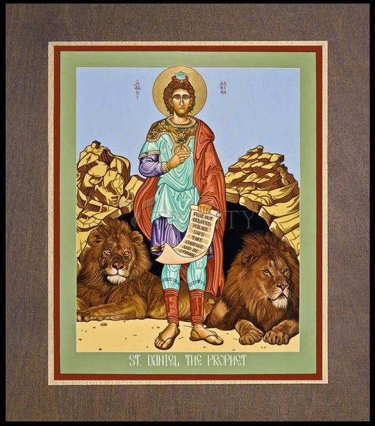 St. Daniel in the Lion's Den - Wood Plaque Premium