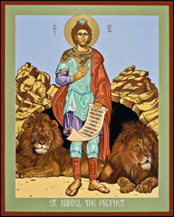 Wood Plaque - St. Daniel in the Lion's Den by L. Williams