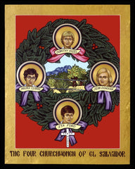 Wood Plaque - Four Church Women of El Salvador by L. Williams