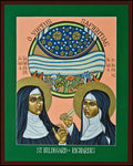 Wood Plaque - St. Hildegard of Bingen and her Assistant Richardis by L. Williams
