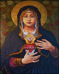 Wood Plaque - Immaculate Heart of Mary by L. Williams