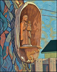 Wood Plaque - St. Joseph and Infant Jesus by L. Williams