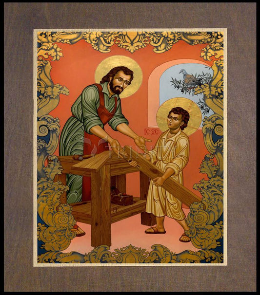 St. Joseph and Christ Child - Wood Plaque Premium