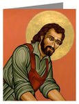 Custom Text Note Card - St. Joseph the Worker by L. Williams