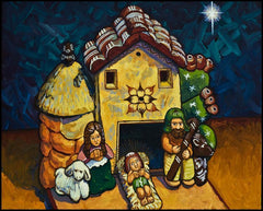 Wood Plaque - Peruvian Nativity by L. Williams