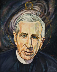 Wood Plaque - Fr. Pierre Teilhard de Chardin by L. Williams