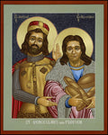Wood Plaque - St. Wenceslaus and Podiven, his assistant by L. Williams
