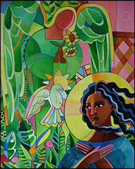 Wood Plaque - Annunciation Quilt by M. McGrath