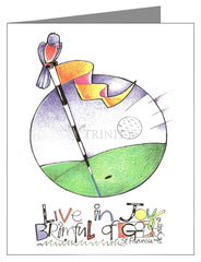 Custom Text Note Card - Golfer: Brimful of Joy by M. McGrath