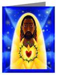 Custom Text Note Card - Cosmic Sacred Heart by M. McGrath