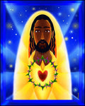 Wood Plaque - Cosmic Sacred Heart by M. McGrath