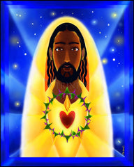 Wood Plaque - Cosmic Sacred Heart by M. McGrath