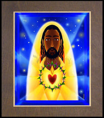 Wood Plaque Premium - Cosmic Sacred Heart by M. McGrath