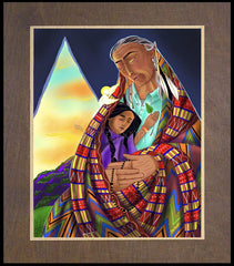 Wood Plaque Premium - Black Elk and Child by M. McGrath