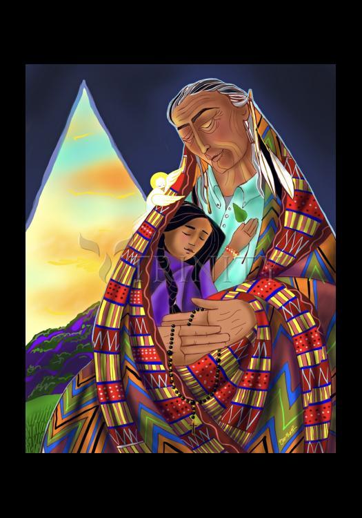 Black Elk and Child - Holy Card