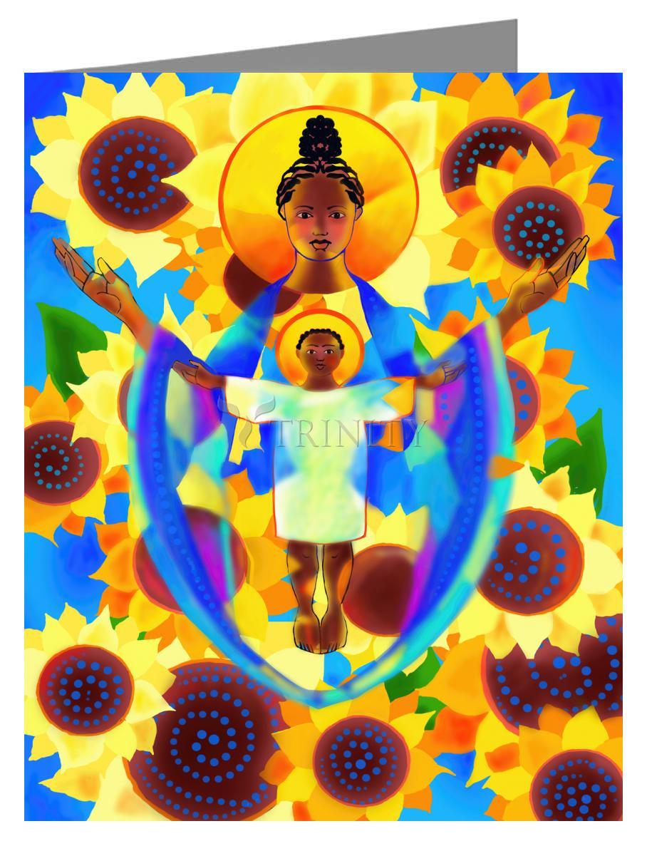 Madonna and Child of Good Health with Sunflowers - Note Card Custom Text