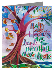 Custom Text Note Card - Happy Are Hearts That Bend by M. McGrath