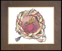 Wood Plaque Premium - Sacred Heart and Crown of Thorns by M. McGrath