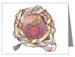 Custom Text Note Card - Sacred Heart and Crown of Thorns by M. McGrath