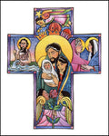 Wood Plaque - Holy Family Cross by M. McGrath