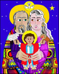 Wood Plaque - Sts. Ann and Joachim, Grandparents with Jesus by M. McGrath