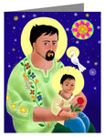 Custom Text Note Card - St. Joseph and Jesus by M. McGrath