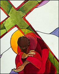 Wood Plaque - Stations of the Cross - 9 Jesus Falls a Third Time by M. McGrath