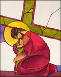Wood Plaque - Stations of the Cross - 3 Jesus Falls the First Time by M. McGrath