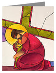 Custom Text Note Card - Stations of the Cross - 3 Jesus Falls the First Time by M. McGrath