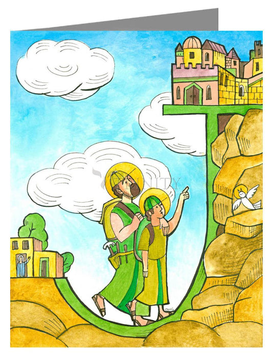 St. Joseph and Jesus in Jerusalem - Note Card Custom Text