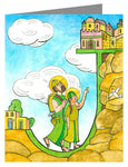 Custom Text Note Card - St. Joseph and Jesus in Jerusalem by M. McGrath