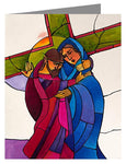 Custom Text Note Card - Stations of the Cross - 4 Jesus Meets His Sorrowful Mother by M. McGrath