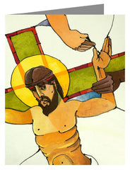 Custom Text Note Card - Stations of the Cross - 11 Jesus is Nailed to the Cross by M. McGrath