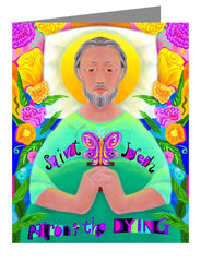 Custom Text Note Card - St. Joseph Patron of the Dying by M. McGrath