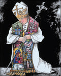 Wood Plaque - St. John Paul II Kneeling by M. McGrath