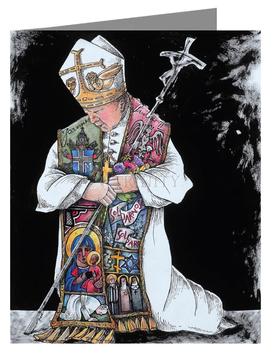 St. John Paul II Kneeling - Note Card Custom Text